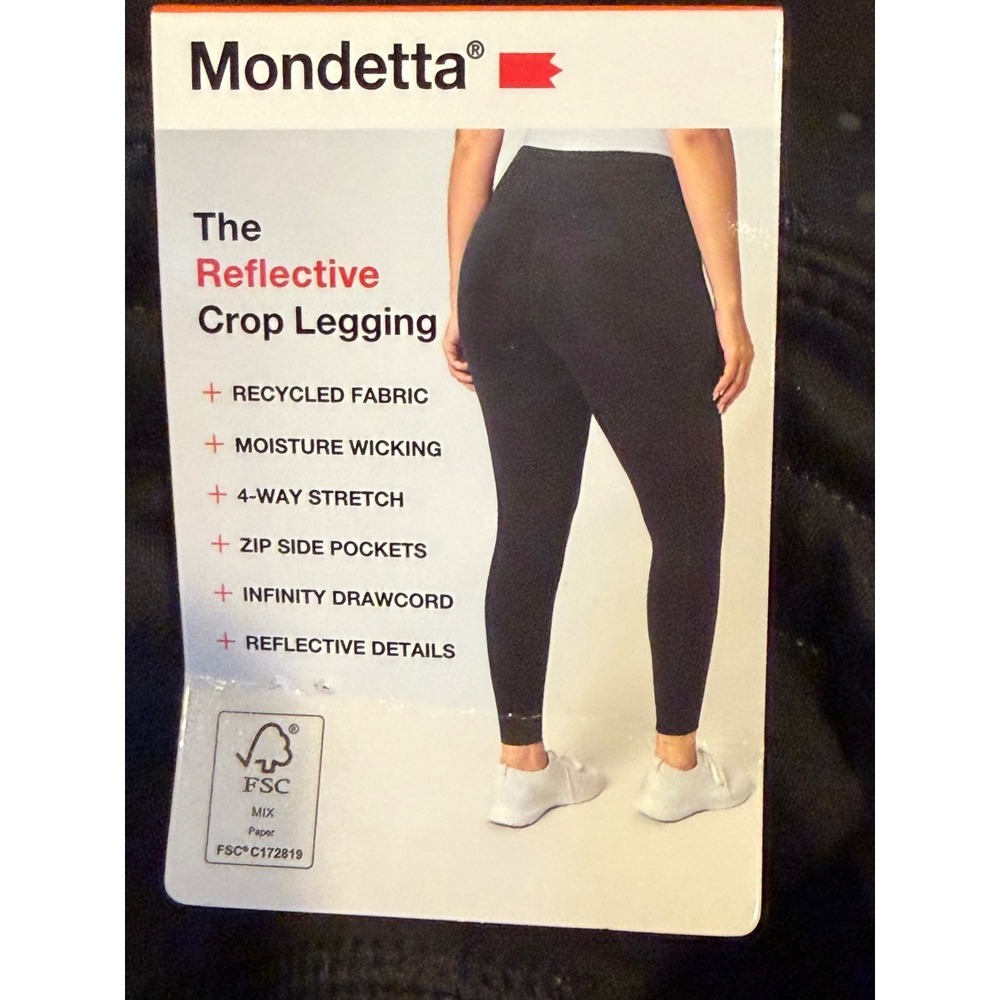 Mondetta Reflective Crop Legging Black XXL 25 Inseam Zip Pockets Gym Yoga Plus